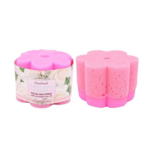 Photo Aroma Essense Peeling Soap-Sponge Rose White